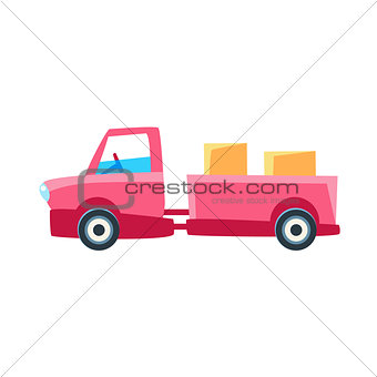 Pink Truck With Trailer Toy Cute Car Icon