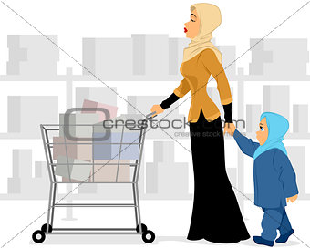Mother and daughter shopping