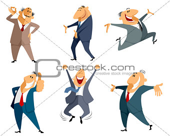 Six businessman jumping