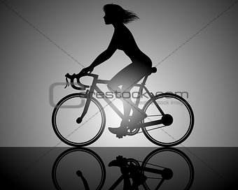 Girl rides on bike
