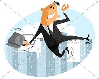 Funny jumping businessman