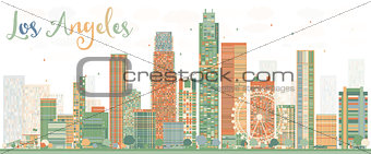 Los Angeles Skyline with Color Buildings. 