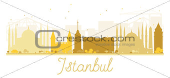 Istanbul City skyline golden silhouette.
