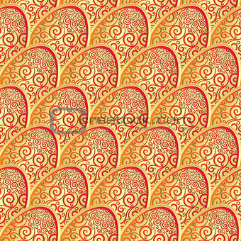 Seamless pattern with golden lacy Easter egg