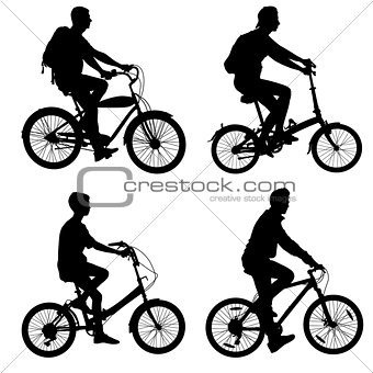 Set silhouette of a cyclist male and female.  vector illustratio