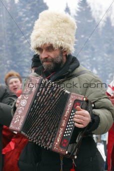 russian peasant playing accordeon