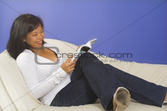reading and smiling