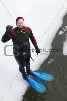 diver on ice