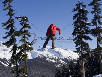 Snowboarder In Red Coat