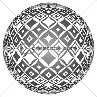 Tiled spherical surface. Circle 3D shape. 