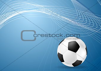 Abstract blue wavy soccer background with ball