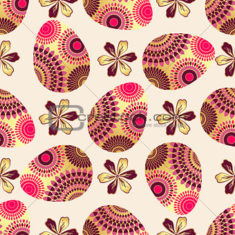 Easter seamless pattern with eggs