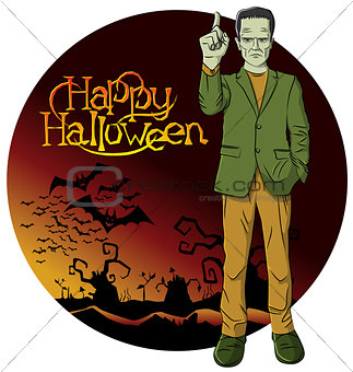 Vector Cartoon Frankenstein Halloween
