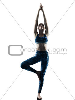 woman fitness Yoga excercises silhouette