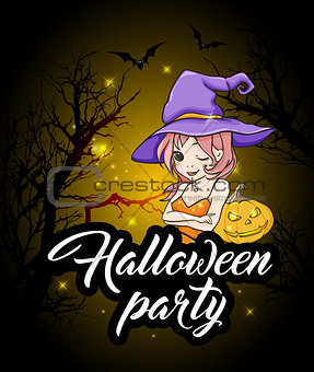 Halloween party design with witch