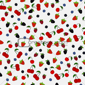 abstract vector doodle berry seamless pattern