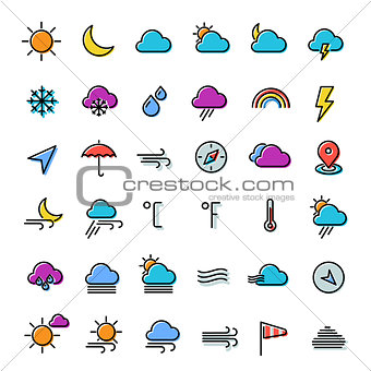 Weather line thin icons