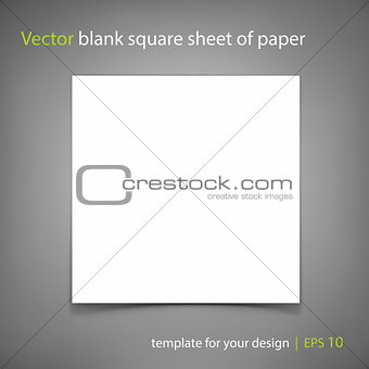 Vector blank square sheet of paper. Template for your design
