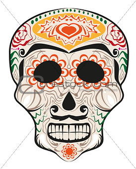 Day of Dead painted skull. Dia de Muertos translated from Spanish