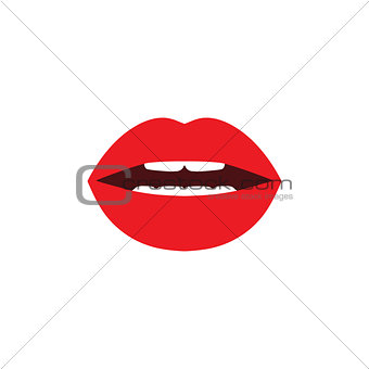 Vector icon of female open lips