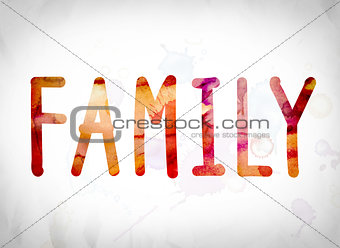 Family Concept Watercolor Word Art
