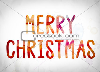 Merry Christmas Concept Watercolor Word Art