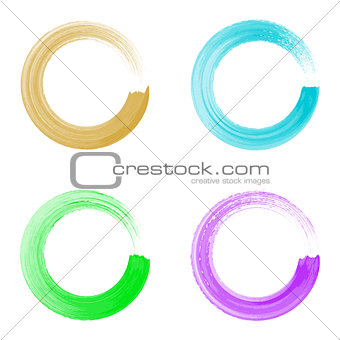 Colorful vector watercolor circle brush strokes
