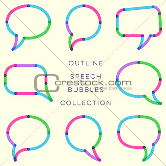 Modern outline colorful speech bubbles collection