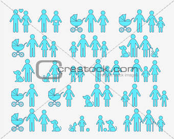 Outline vector family pictograms web icons