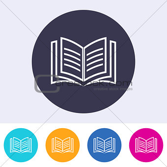 Vector open book icon colorful buttons