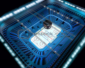 Ice hockey arena stadium 3D top view