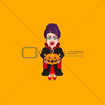 Vampire woman character for halloween in a flat style