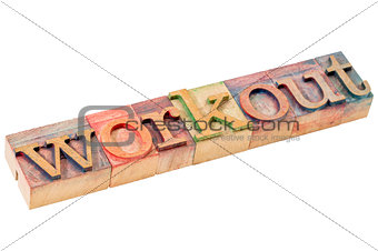 workout word abstract in wood type