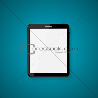 Abstract Design Realistic Tablet with Blank Screen on Blue Backg