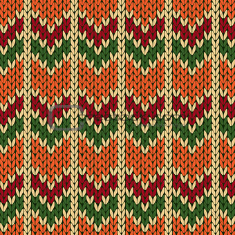 Knitting ornate seamless pattern with zigzag figures