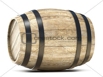 Wooden barrel. 3D