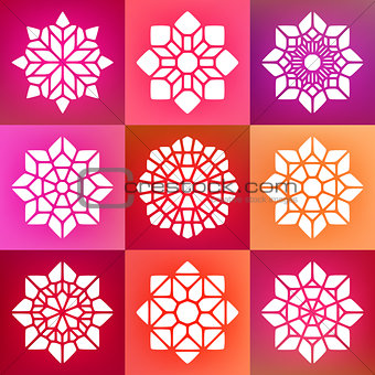 Set of Nine Vector Decorative Mandala Ornaments Illustration