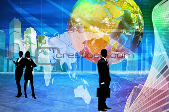 Business people with earth globe
