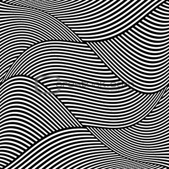 Black and white wavy lines pattern.