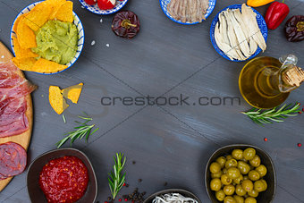 Table with spanish tapas