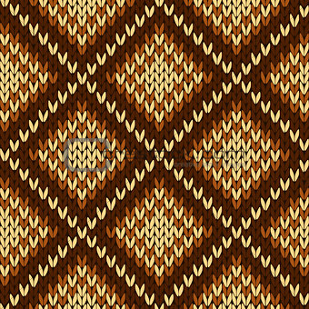 Knitting seamless ornate pattern in various hues of brown