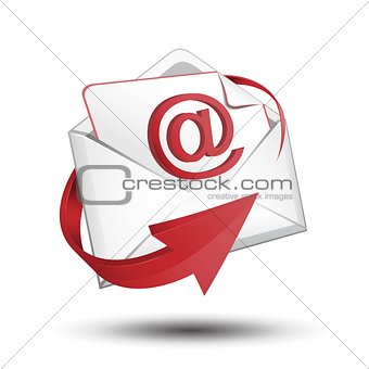 E-mail envelope with red arrow