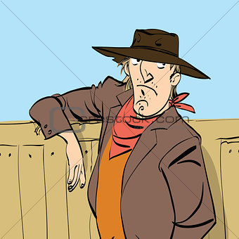 Funny cowboy on a ranch