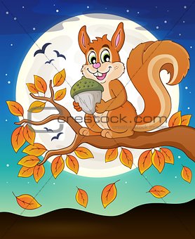 Autumn branch with squirrel