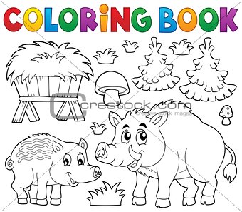 Coloring book with wild pigs theme 1