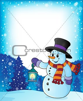Snowman with lantern theme image 4