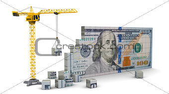 crane with dollars