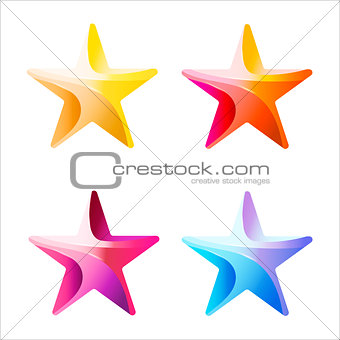 Set of Colorful stars stripped color.