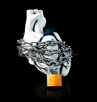 Illustraton Anatomy of Lock Human Heart - Isolated on black