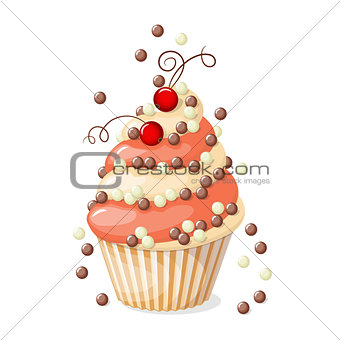 isolated cupcake with red currant